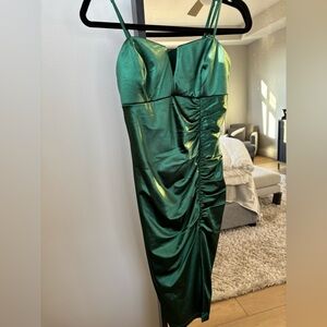Emerald Sundae Green Ruched Dress